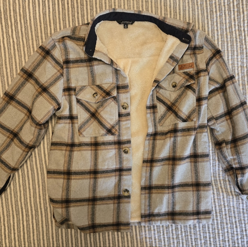 Simply Southern Plaid Sherpa Lined Shacket